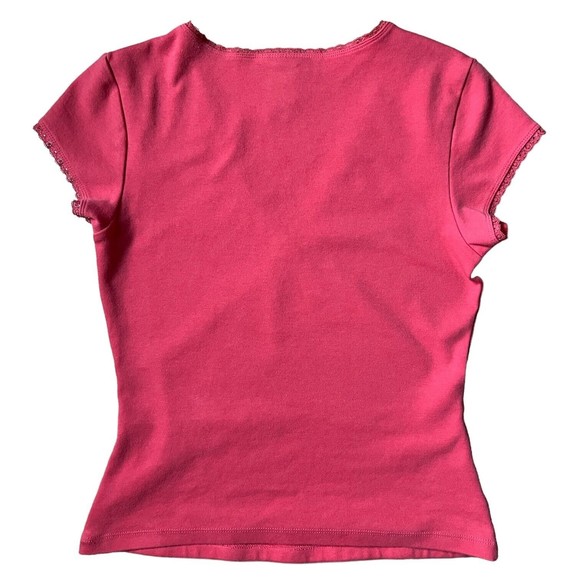 Women's Express Short Cap Sleeve Wrap Look T Shirt Size M Medium Stretchy Orange - Picture 3 of 13